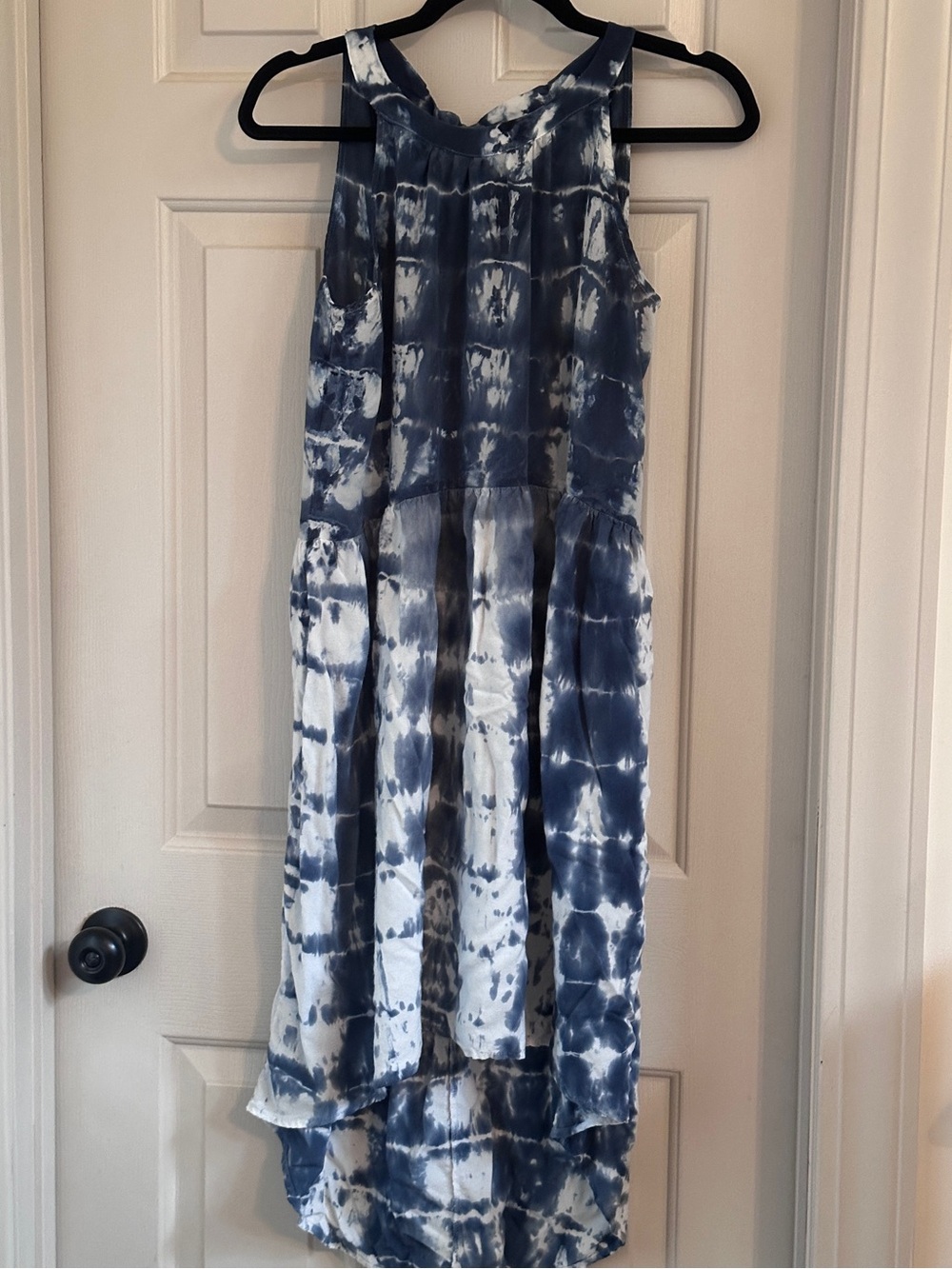 Tie-Dye RedHaute High-Low Dress Blue M Women’s Lightweight Halter